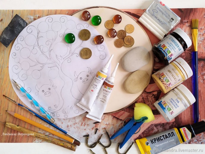 Создаём ключницу "Бычки и дерево изобилия": часть 1