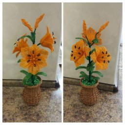 Лилия из бисера и рубки