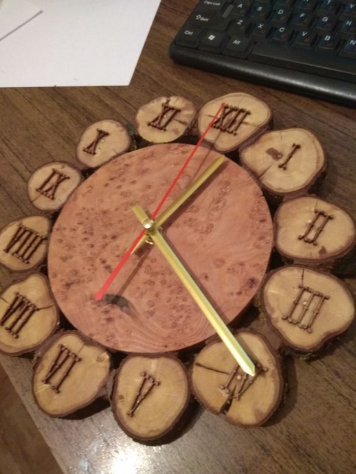 ​Делаем оригинальные деревянные часы из спилов: часть 6