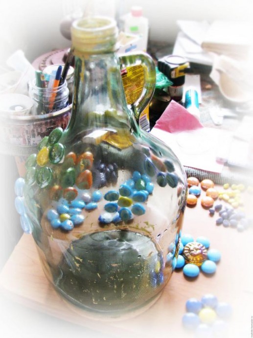 ​Мозаичное дерево: декорируем бутыль