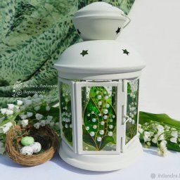 Создаём витражный фонарик с весенними ландышами: часть 2