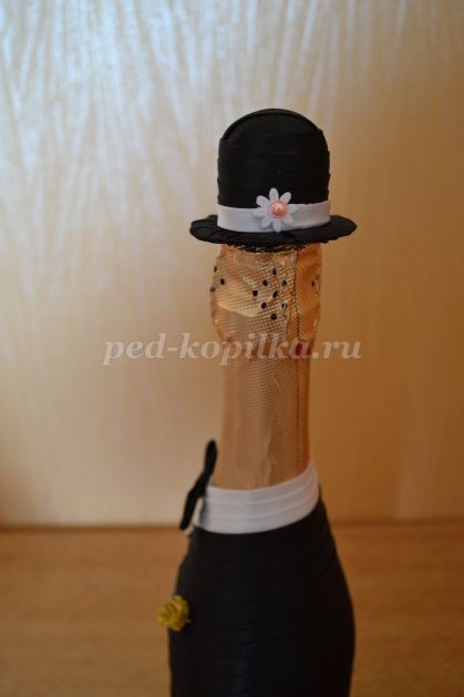 ​Украшение бутылок шампанского на свадьбу: мастер-класс, часть 3