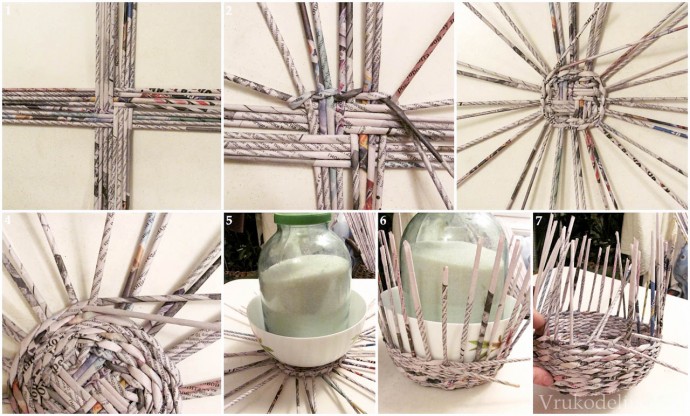 ​Плетение из газетных трубочек