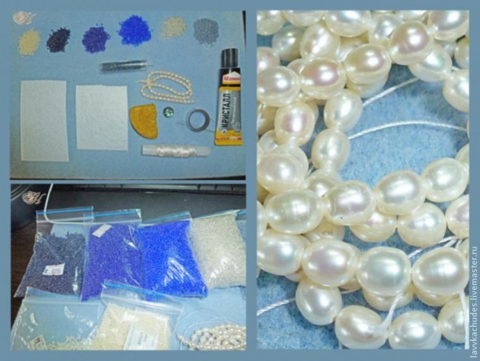 Вышивка бисером и жемчугом: брошь "Холодное лето" Вышивка бисером и жемчугом: брошь "Холодное лето"