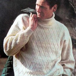 ​Мужской свитер спицами с узором ромбами