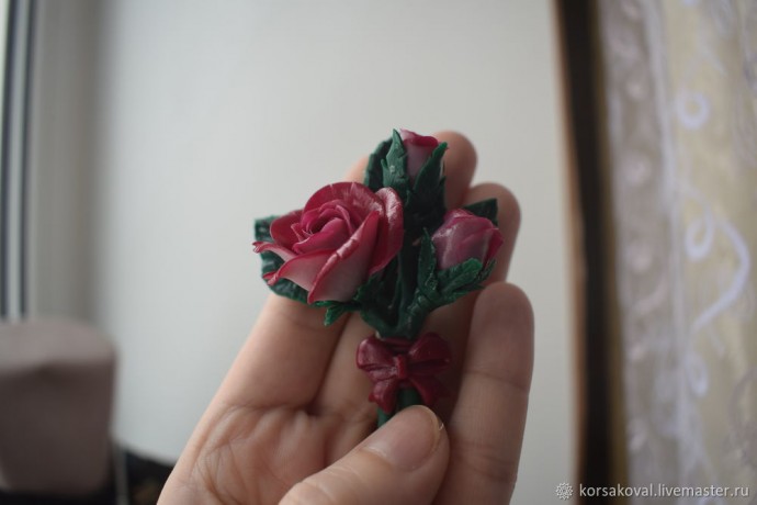 Создаем брошь "Букет двухцветных роз": часть 5