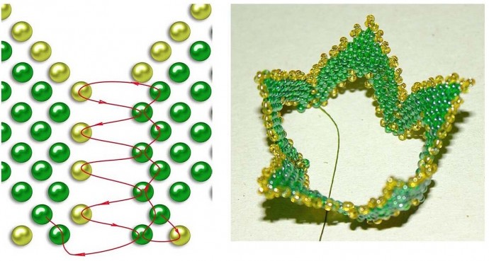 Зеленый цветок из бисера