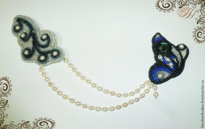 Вышивка бисером и жемчугом: брошь "Холодное лето" Вышивка бисером и жемчугом: брошь "Холодное лето"