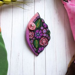 ​Лепим из полимерной глины брошь с цветочным рисунком: часть 1