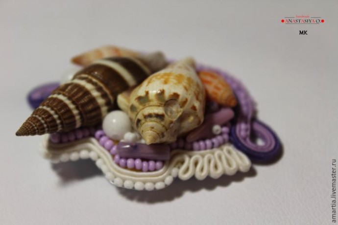 ​Сутажная брошь с ракушками: мастер-класс, часть 4