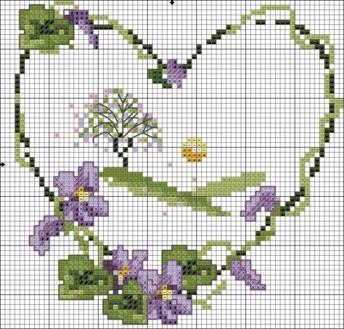 ​Вышиваем крестиком фиалки