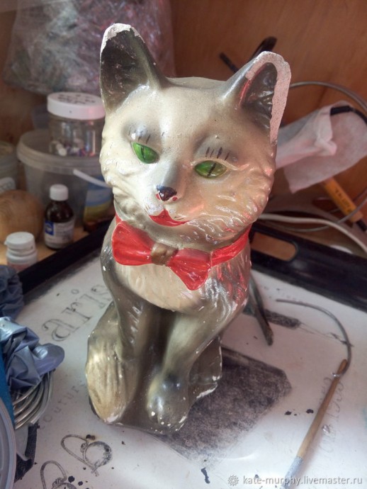 Делаем витражную статуэтку котика из морского стекла