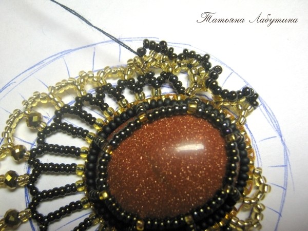 ​Мастер-класс по созданию кулона с бисерным кружевом сарагуро: часть 2