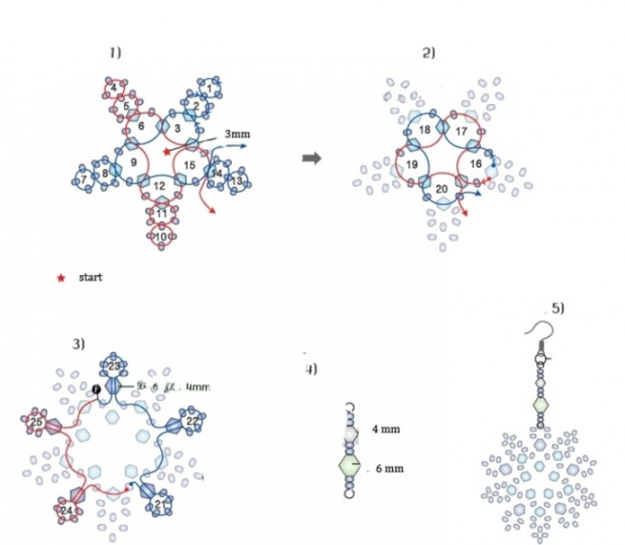 Снежинка из бисера и бусин