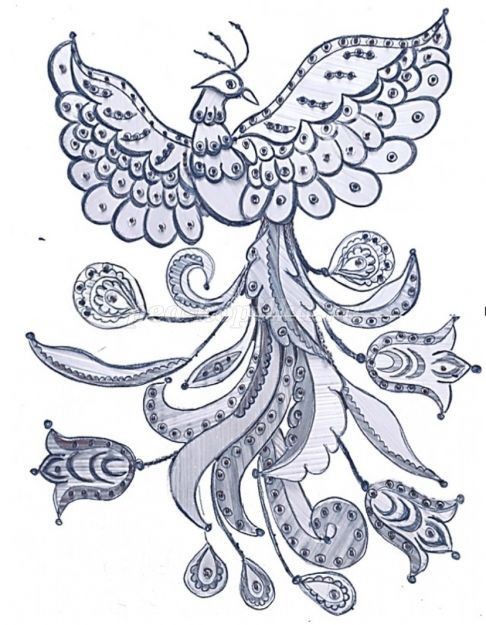 Декоративное панно "Жар-птица" из соломки: часть 1