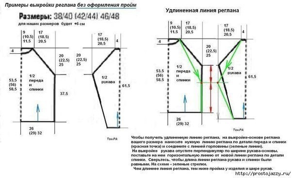 Расчёт реглана снизу Расчёт реглана снизу