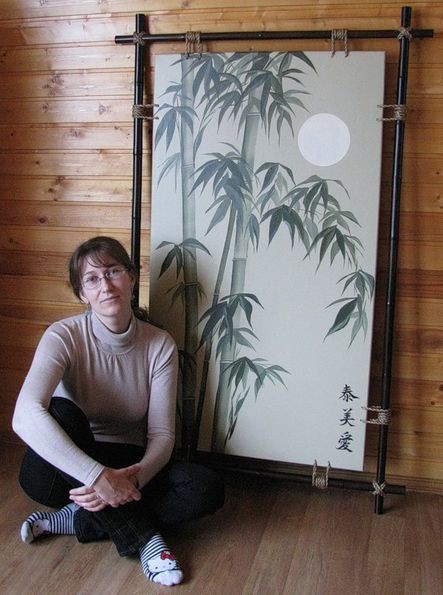 Панно в этническом стиле "Луна и бамбук": часть 2