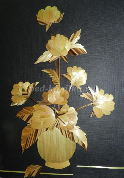 ​Цветочное панно из соломки своими руками: часть 2