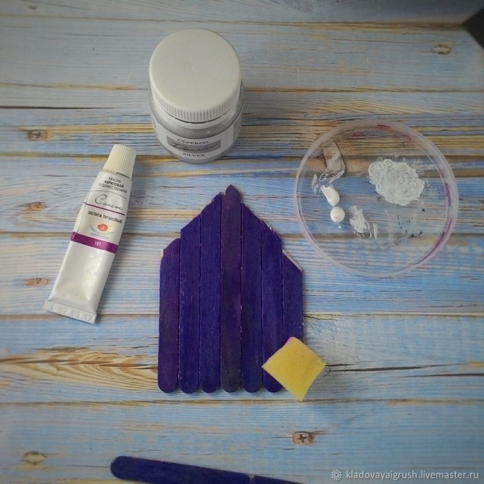 Интерьерный домик из палочек для мороженого Интерьерный домик из палочек для мороженого