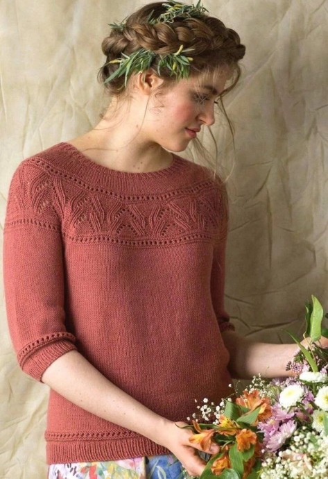 Интересная кокетка спицами