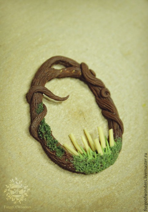 Кулон в эко-стиле с лесными грибочками из полимерной глины Кулон в эко-стиле с лесными грибочками из полимерной глины