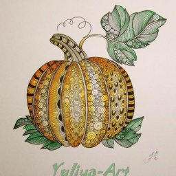 Рисуем тыкву в стиле зентангл и дудлинг: часть 2