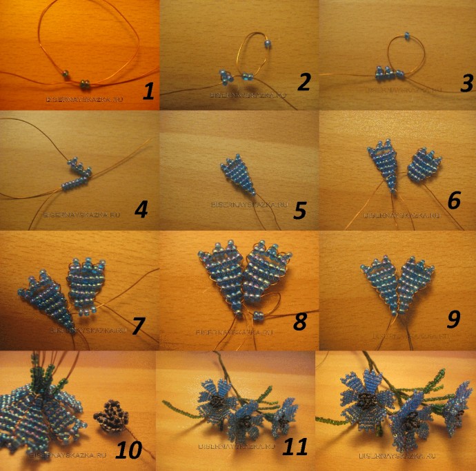 ​Васильки из бисера