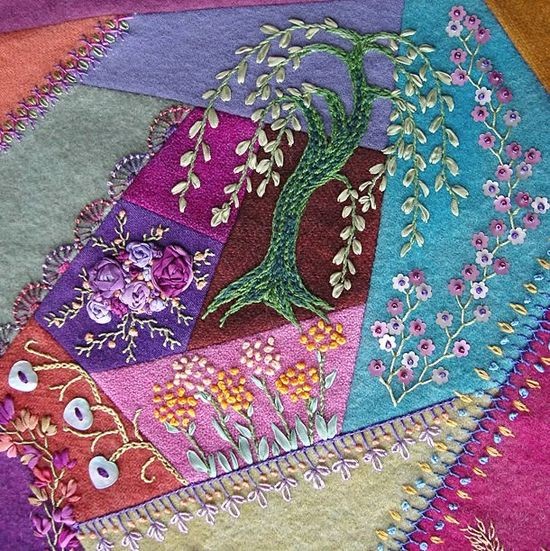 ​Пэчворк с вышивкой и стежкой