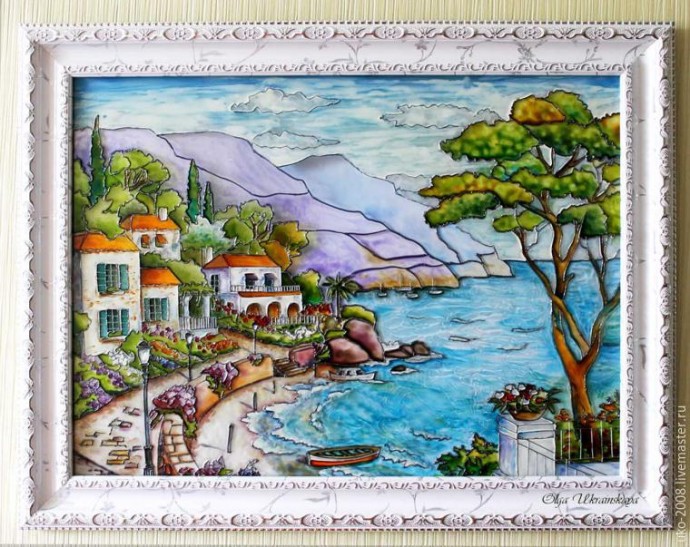 Средиземноморский пейзаж в витражной технике: часть 3