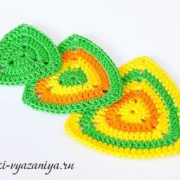 ​Треугольники крючком по кругу, схема вязания: мастер-класс