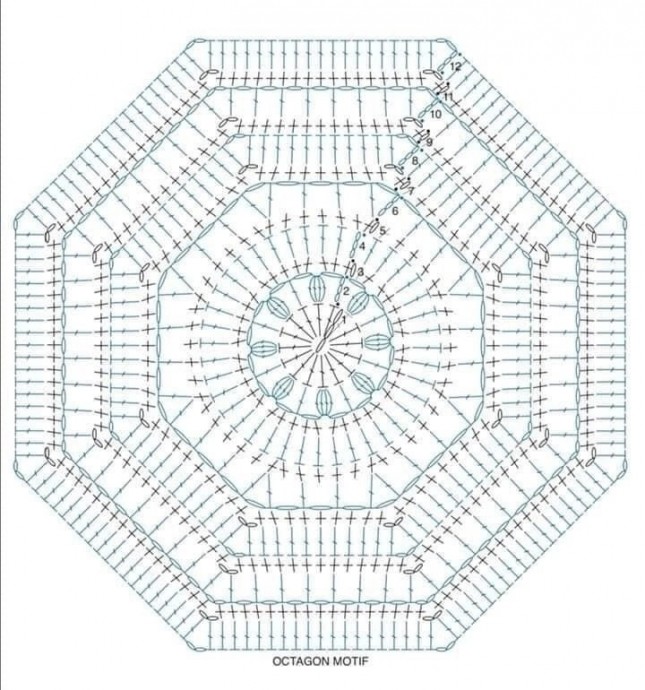 ​Вязаное покрывало из мотивов