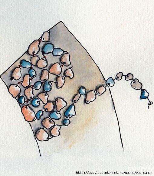 Вышивка бусинами по горловине Вышивка бусинами по горловине