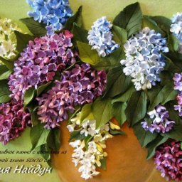 Делаем панно "Сирень" из полимерной глины