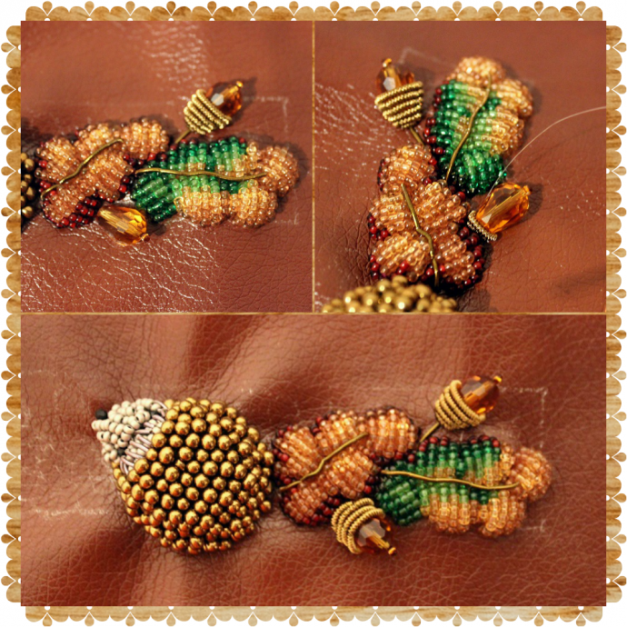 Арт-браслет "Осенний сюжет" в технике объемной вышивки: часть 1