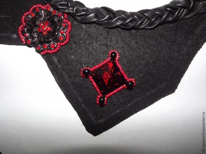 ​Создаем вышитое бисером колье "Воротничок" с элементами кожи: часть 2