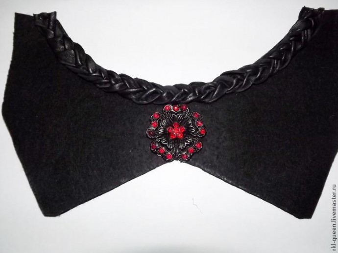 ​Создаем вышитое бисером колье "Воротничок" с элементами кожи: часть 2