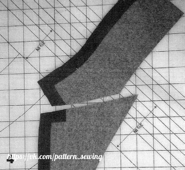 Воротник: фигурная горловина, отрезной лацкан и втачная бейка