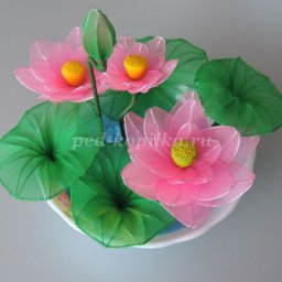 Лотосы из капрона и проволоки: часть 4