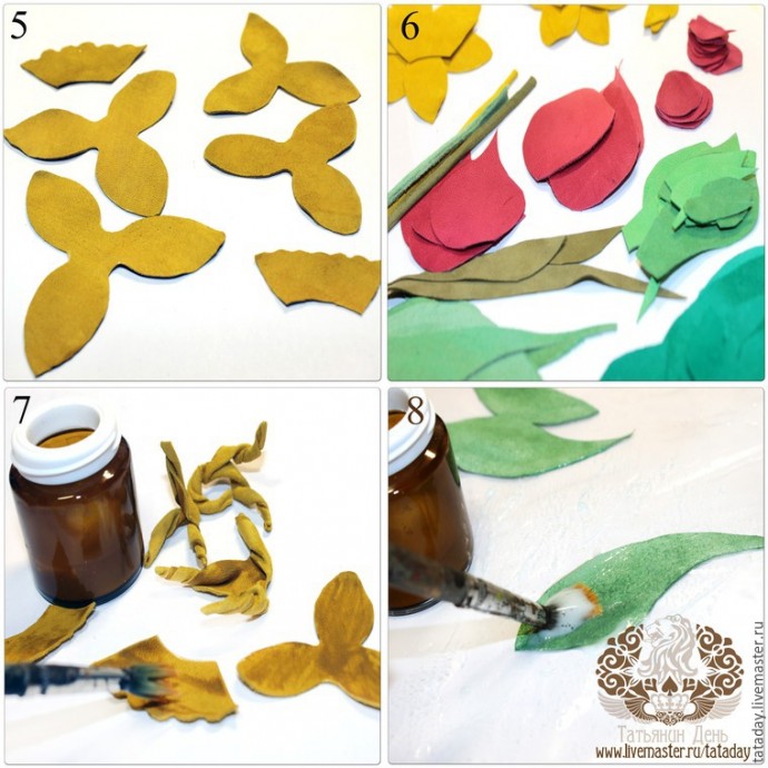 Делаем брошь из кожи "Прекрасный букет" с нарциссом и гиацинтом: часть 1 Делаем брошь из кожи "Прекрасный букет" с нарциссом и гиацинтом: часть 1