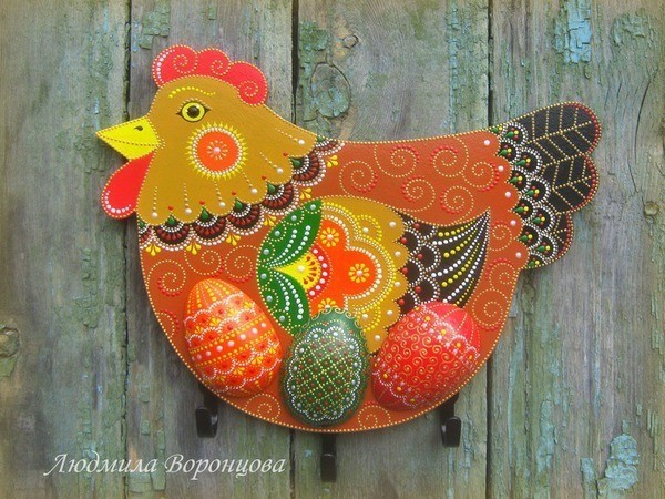 Создаем панно с крючками "Курочка": часть 3