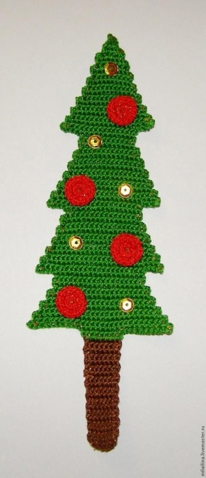 ​Вязаная закладка для книги "Новогодняя ёлка"