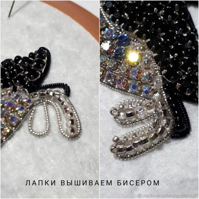 Вышиваем искрящуюся брошь "Пингвин": часть 3