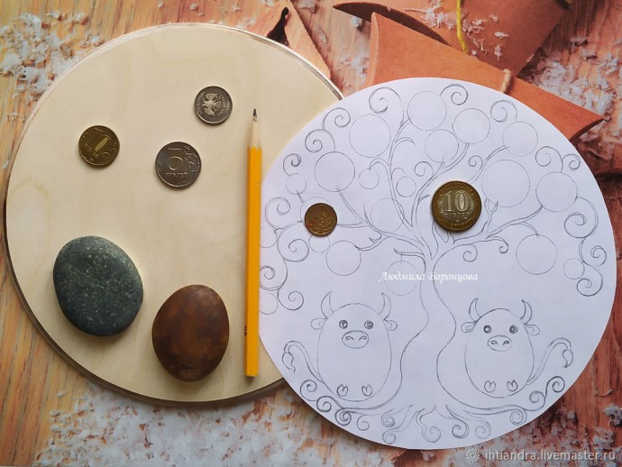 ​Создаём ключницу "Бычки и дерево изобилия": часть 1