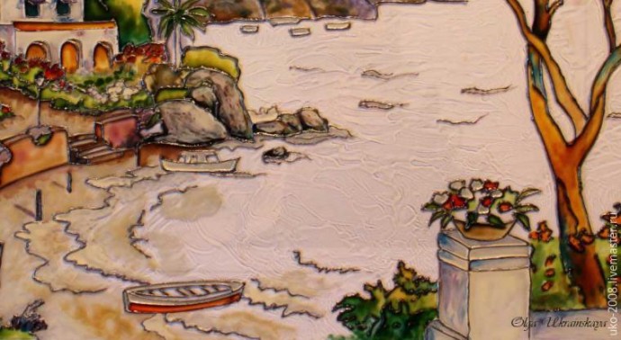 Средиземноморский пейзаж в витражной технике: часть 2