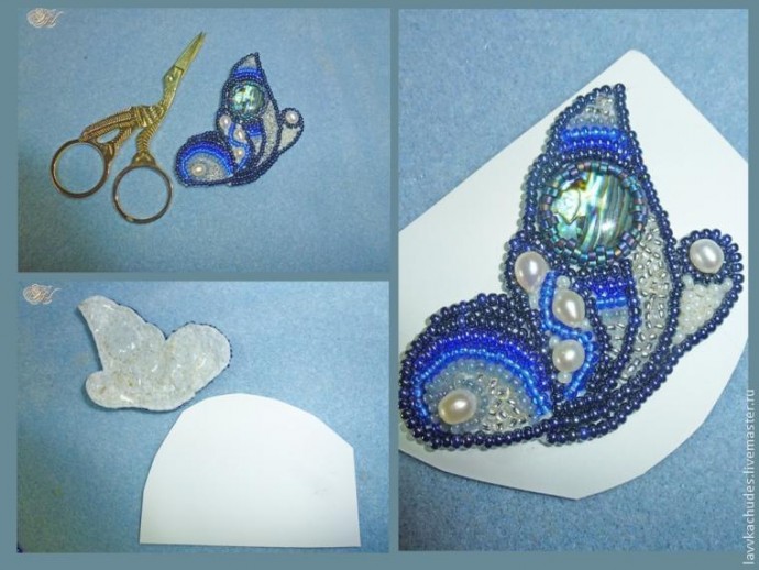 Вышивка бисером и жемчугом: брошь "Холодное лето" Вышивка бисером и жемчугом: брошь "Холодное лето"