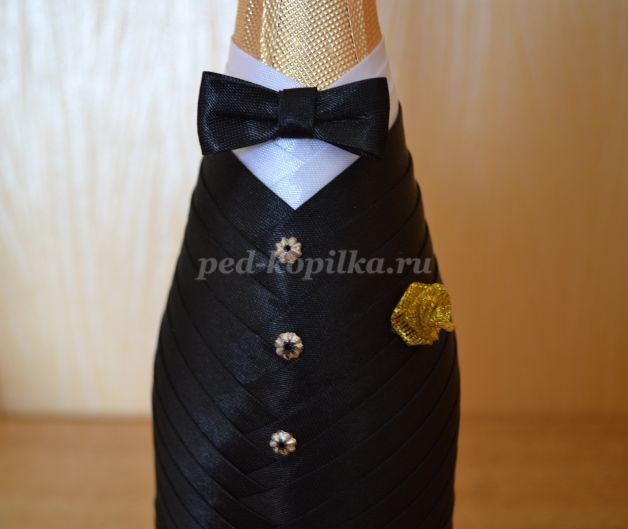 ​Украшение бутылок шампанского на свадьбу: мастер-класс, часть 3