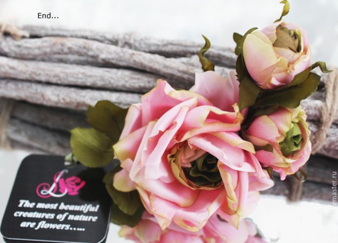 ​Шелковая бутоньерка роз: часть 5