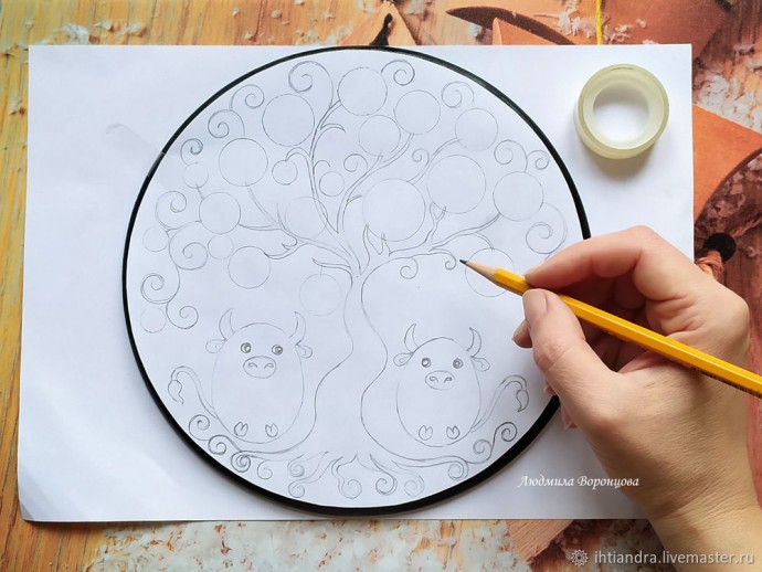 ​Создаём ключницу "Бычки и дерево изобилия": часть 1