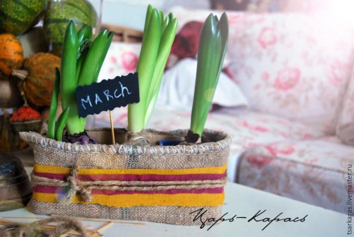 ​Кашпо в стиле рустик из старой коробки: часть 2