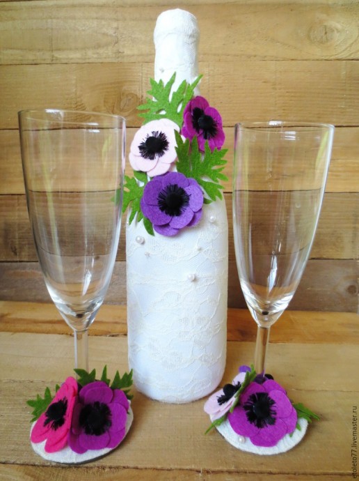 Декорируем аксессуары изящными анемонами и нежным кружевом к свадьбе: часть 2 Декорируем аксессуары изящными анемонами и нежным кружевом к свадьбе: часть 2